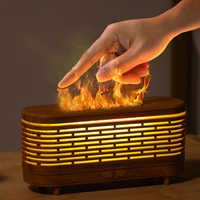 Nouvelle Version 2026 Diffuseur d'Huiles Essentielles Électrique et Humidificateur avec Lumière LED Effet Flamme et Design Mini Grain de Bois pour Usage Domestique