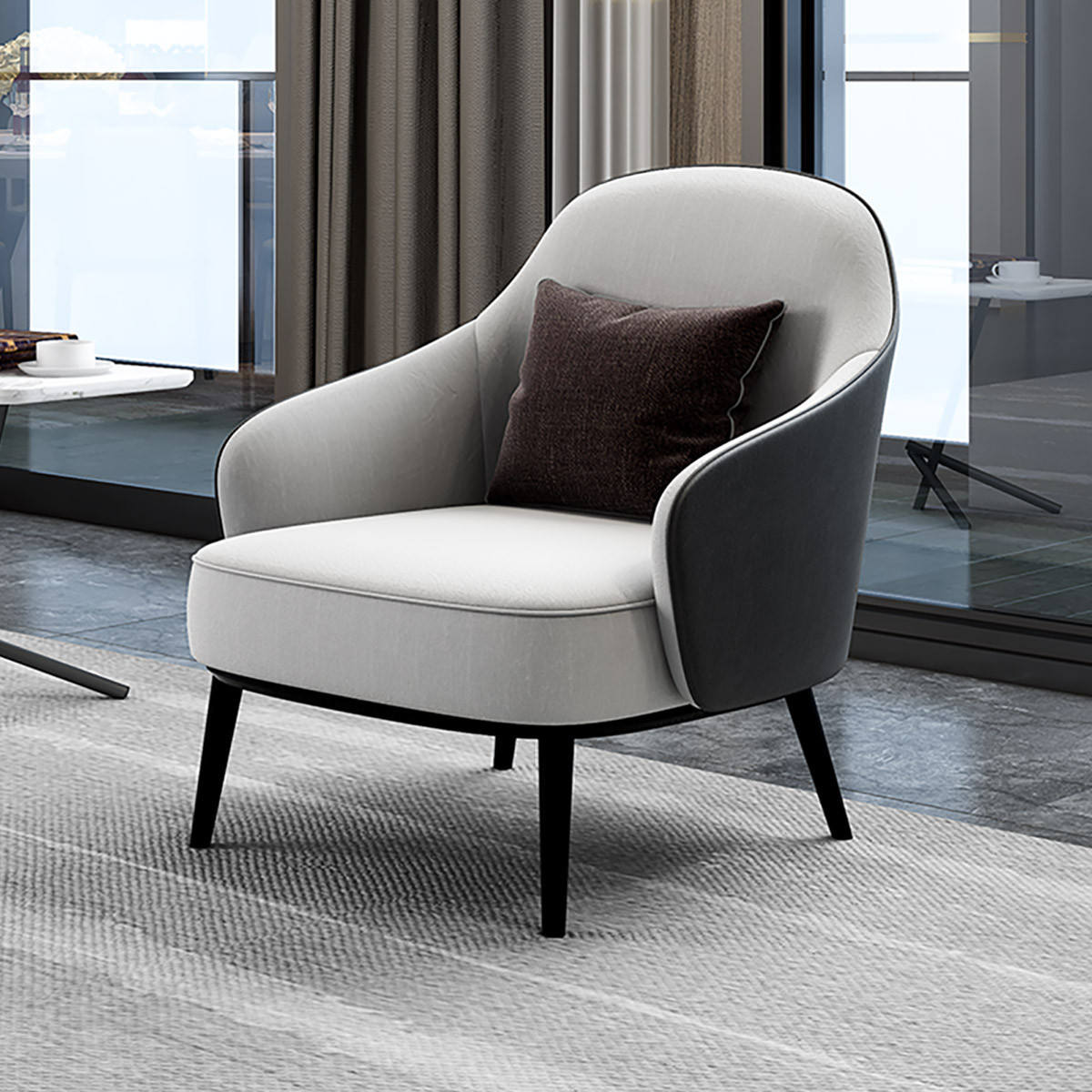 Francese con schienale alto accento Lounge Chesterfield tessuto