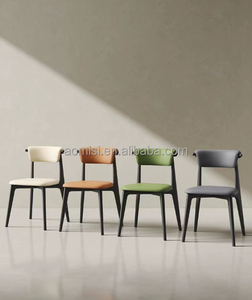 AOMISI <span class=keywords><strong>CASA</strong></span> Mobilier de salle à manger nordique Fauteuil en cuir PU <span class=keywords><strong>Noir</strong></span> Cadre en bois massif <span class=keywords><strong>Chaise</strong></span> de restaurant en cuir - Product Image 6