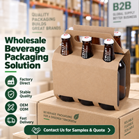 Porte-bouteilles de bière durable et recyclable pour six bouteilles, avec structure pliable, support de fond robuste et impression personnalisée pour la vente au détail de boissons