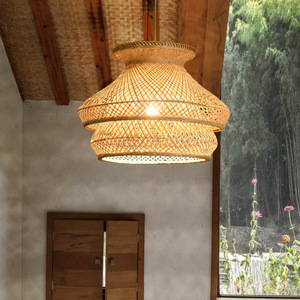 โคมไฟแขวนไม้ไผ่สไตล์จีนทรงกลม E27 หลอดไส้ ไฟตกแต่งบ้าน ดีไซน์เรียบง่ายสไตล์เซน - Product Image 1