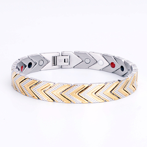 Aimeishi Stainless Steel <strong>Magnetic</strong> <strong>Bracelet</strong> for Couples Trendy Negative Gold Health Jewelry <strong>Therapy</strong> for Anniversary - Product Image 2