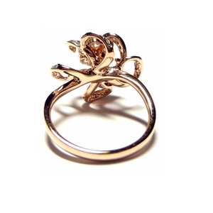 HongKong KOK Classic Flower Shape Design 18k Rose White Gold Diamond Cluster Rings Pave Setting for Women's Wedding Anniversary - Product Image 3