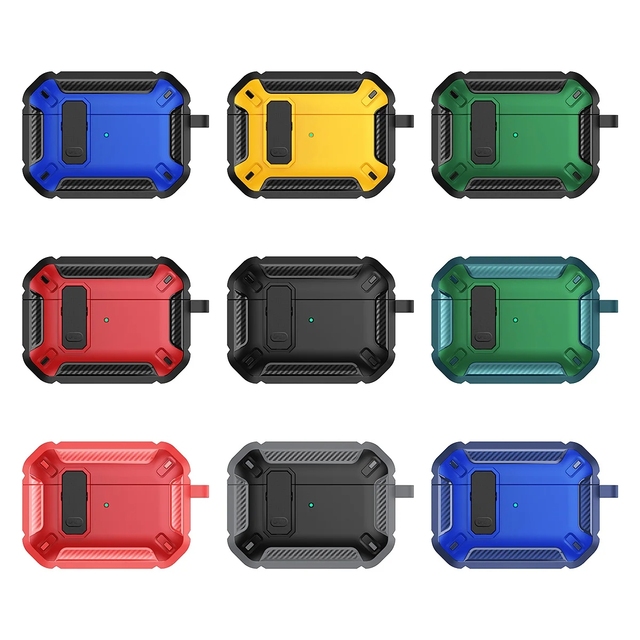 Luxury Switch Earphone Case for Airpods 4 Pro 2 3 Shockproof Cover for Apple AirPods Pro 2 3 1 Security Lock Cases With Hook