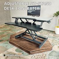 Convertisseur de bureau moderne en métal réglable - Rehausseur de bureau assis-debout pour la maison et le bureau - Entièrement assemblé avec vérin à ressort - Noir