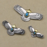 Vente en gros pendentif en argent sterling 925 personnalisé à la mode plume d'aigle doré massif avec monture en plaqué or turquoise