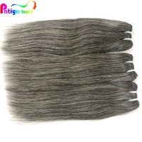 Patiya – Lot de mèches de cheveux humains brésiliens lisses, couleur gris naturel mélangé noir et poivre, vente en gros