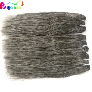 Patiya – Lot de mèches de cheveux humains brésiliens lisses, couleur gris naturel mélangé noir et poivre, vente en gros - Product Image 3