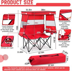 كرسي بذراعين قابل للطي بتصميم عصري محمول مع مظلة شمسية وحقيبة ثلج، كرسي استرخاء للاستخدام الخارجي وفي المستشفيات والفنادق - Product Image 2