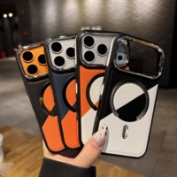 Funda para Teléfono Apple 17 Pro Max con Patrón de Cuero Texturizado Magnético, Adhesivo Lateral Electrochapado de Alta Calidad para 16, 15 Pro Max, 14