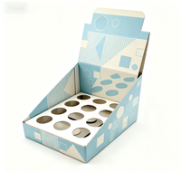 Support de présentation de comptoir en carton mat de couleur unie, boîte à découpe ronde pour bouteilles et capsules cosmétiques