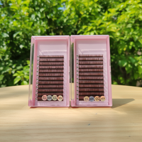 Extensions de cils individuels en soie marron, volume mat, base souple, naturelles, douces, haute qualité, matériaux PBT/coréens, longueurs mixtes
