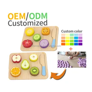 Wooden Kitchen Simulation Fruits Vegetable Food Educational Toys Wooden Cutting Vegetable Fruit Kitchen Toy Puzzle For Kids