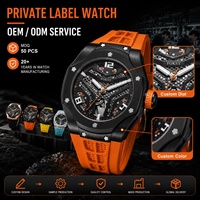 Montres de luxe personnalisées pour hommes, montre squelette avec logo, bracelet en silicone, montre mécanique à remontage automatique, étanche 5 ATM, montre automatique pour hommes