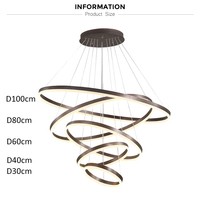 Forme ronde Chambre En Aluminium Suspension Globe Lampe Or Bague Moderne Led Lustre de Cercle