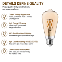 Ampoule LED Dimmable AC à Filament de Verre ST21/ST64, Culot B22/E26/E27, 7W Haute Luminosité, pour Hôtels et Résidences – Approvisionnement Direct Usine