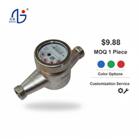 Meter Aliran Air Dingin Multi-Jet 20mm Bahan Stainless Steel 304, IP68, OEM, Meter Air Minum, Akurasi Kelas 2, Berulir