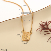 Collier scapulaire en acier inoxydable plaqué or avec médaille carrée catholique Vierge de Carmen de Guadalupe, bijou sacré de Jésus