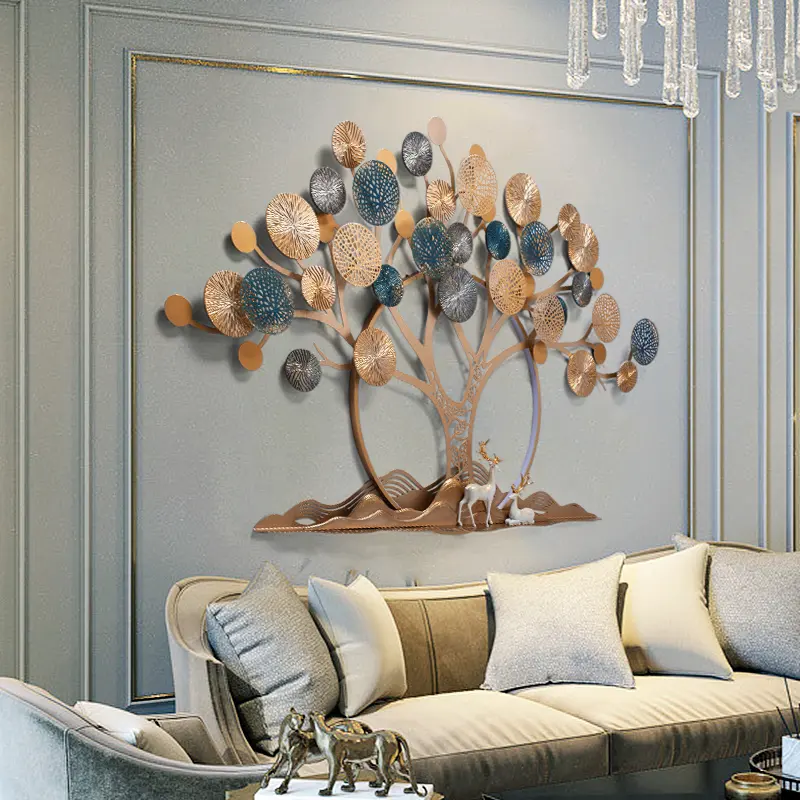 En çok satan lüks modern oturma odası dekor otel duvar metal dekorasyon