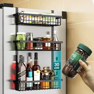 3-<b>Basket</b> Magnetic Carbon Steel Folding Spice Rack with Hook <b>for</b> Wall Mounted Fridge Organizer - Product Image 3