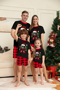 Neue Polyester Pullover Kurzarm Kurzhose Männer Frauen Kind Baby Home Wear Schneemann Gedruckte Familie Passende Weihnachts pyjamas - Product Image 4