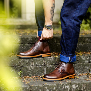 Botas de Couro Genuíno para Homens, Cano Baixo, Clássicas, Confortáveis, Leves e Respiráveis, Botas para Outono, Primavera e Verão - Product Image 3