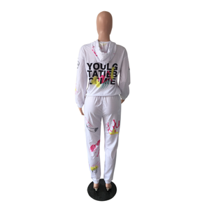 Abito da <span class=keywords><strong>donna</strong></span> di alta qualità pantaloni con cappuccio stampati con cappuccio alla moda e comodi Set di due pezzi di <span class=keywords><strong>abbigliamento</strong></span> - Product Image 5