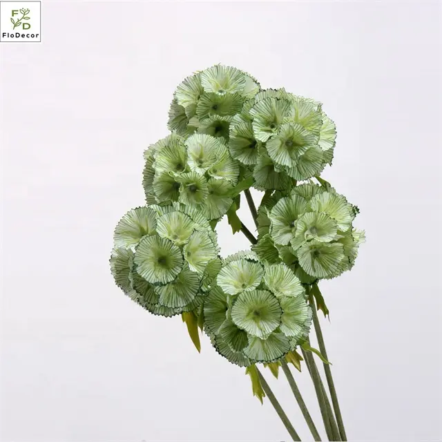 Wholesale High Quality Single Stem Artificial Silk Scabiosa Seed Flower For Home Wedding Party Decoration Floral Arrangement