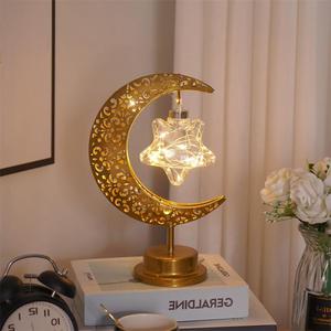 Kreative Metall lampe Metall Mond <span class=keywords><strong>LED</strong></span> Nacht Kristall kugel Stil Tisch Nachtlicht <span class=keywords><strong>LED</strong></span> Lampe Hohl Design Tisch Licht Raum <span class=keywords><strong>3D</strong></span> Dekor - Product Image 3