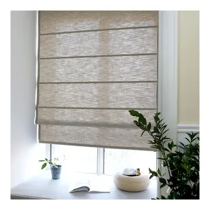 Innermor Solid Faux tenda di lino romano tenda Per soggiorno metà Blackout romano tende a rullo per finestra Della Cucina Su Misura - Product Image 1