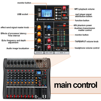 Biner DX8 Table de Mixage Audio Professionnelle Performance 8 Canaux Console de Mixage Karaoké Interface USB Live