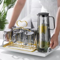 Réservoir à eau moderne en verre borosilicate ambré de 1350 ml, bouteille d'eau froide résistante à la chaleur, avec poignée de théière et de bouilloire