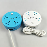 Multiprise universelle compacte rétractable ronde 4 prises 3 ports USB, rallonge électrique peu encombrante pour la maison et le bureau