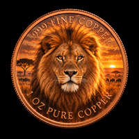 Pièce de monnaie africaine sur le thème du Grand Cinq, du lion et du coucher de soleil de la savane, 1 oz, en cuivre pur .999, ronde, avec impression couleur UV et gaufrage, personnalisable OEM ODM