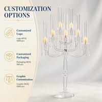Candelabre en acrylique transparent à 13 bras, idéal pour les centres de table de mariage et la décoration de tables événementielles (vente en gros)