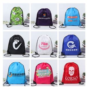 Sac de sport en polyester avec cordon de serrage, sac à dos en nylon uni, sacs à cordon personnalisables avec impression de logo de marque – Vente en gros - Product Image 4