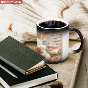 Frosted Black <b>Ceramic</b> Mug 11oz Heat Activated Color Changing <b>Cup</b> For Daily Beverage Use - Product Image 3