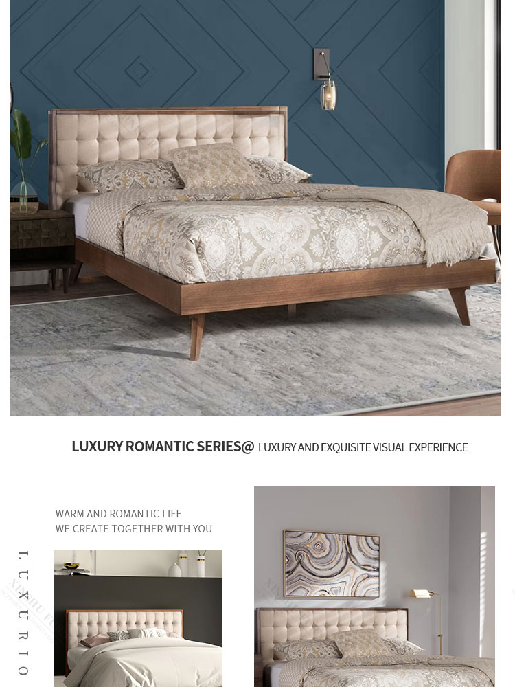 modern simple nordic style 1.8m master bedroom double king bed small family single bed family can customize solid wood bed