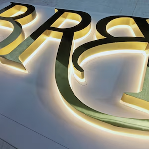 Custom 3D Metal Business Sign Backlit Logo Outdoor 3D Led Gold Stainless Steel Letter Shop Signs Custom Backlit Wall Signs