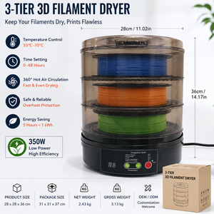 เครื่องอบแห้งสำหรับงานพิมพ์ 3 มิติ คุณภาพสูง ระบบทำความร้อนรอบทิศทาง 360 องศา กล่องอบแห้งสำหรับเครื่องพิมพ์ 3 มิติ อบแห้งเส้นพลาสติกขนาด 0.30 มม. รองรับ OEM/ODM - Product Image 5