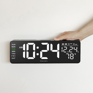 ساعة حائط رقمية أوتوماتيكية ساعة مكتب مع درجة حرارة وتاريخ ، منبه رقمي بشاشة كبيرة لكبار السن وغرفة النوم والمكتب - Product Image 6