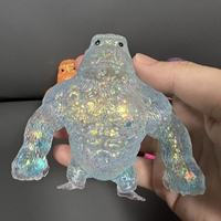 Jouet Squishy Gorille Transparent Pailleté, Jouet Anti-Stress Singe Rempli de Paillettes Colorées, Jouet Sensoriel TPR pour Adolescents et Fêtes