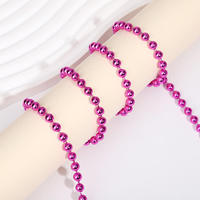 Guirlande de Perles Boules Métallisées en Plastique pour Noël, Décoration de Sapin et Fêtes