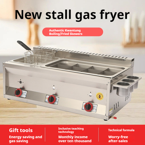 Venda quente 8L + 8L + 8L Aço Counter Top <span class=keywords><strong>LPG</strong></span> Gás Fritadeira Profunda Com 3 Cesta Máquina De Frango Frito Fritadeira Comercial Inoxidável - Product Image 2