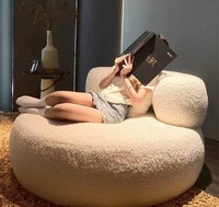 Canapé individuel moderne en fausse fourrure de mouton crème, grand fauteuil blanc décontracté pour salon, chambre à coucher, hôtels tendance sur internet