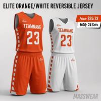 Maillots de basket-ball réversibles, impression par sublimation, personnalisés, double face, respirants, séchage rapide, orange et blanc
