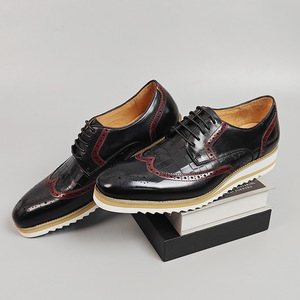 Men's Genuine Leather Oxfords <b>Round</b> Toe Lace-up <b>Cushioned</b> Office Career Dress Shoes All Seasons Rubber Outsole - Product Image 5