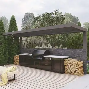 Cadre de pergola de gril à gaz de cuisine extérieure en alliage d'aluminium enduit de poudre personnalisé pour la cuisson en plein air