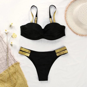 Conjuntos de Bikini de Color sólido para mujer, bañador Sexy de cintura media, traje de baño de <span class=keywords><strong>Copa</strong></span>, ropa de playa, <span class=keywords><strong>2022</strong></span> - Product Image 6