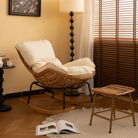 Fauteuil à bascule moderne en forme de homard, canapé paresseux d'intérieur, fauteuil d'appoint en osier tressé à la main, confort nuageux, pour salon